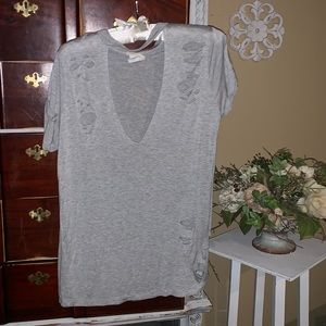 Gray distressed tee shirt